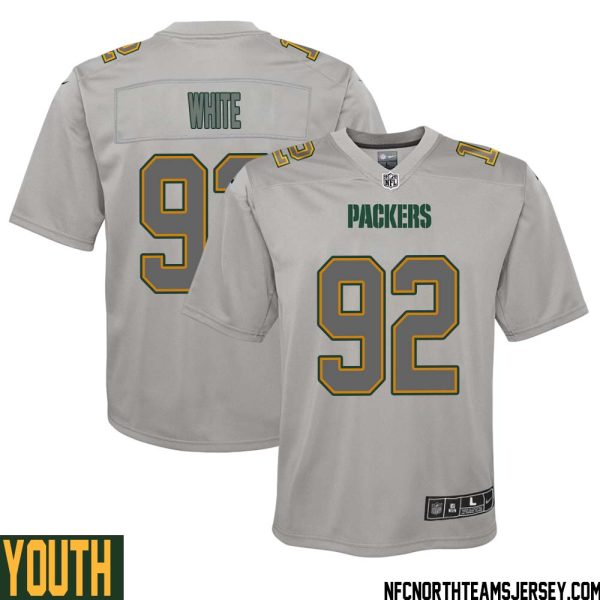 Reggie White No 92 Green Bay Packers Atmosphere Jersey Grey Youth – Replica