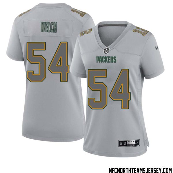 Kristian Welch No 54 Green Bay Packers Atmosphere Jersey Grey Womens – Replica