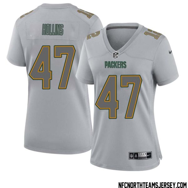 Justin Hollins No 47 Green Bay Packers Atmosphere Jersey Grey Womens – Replica