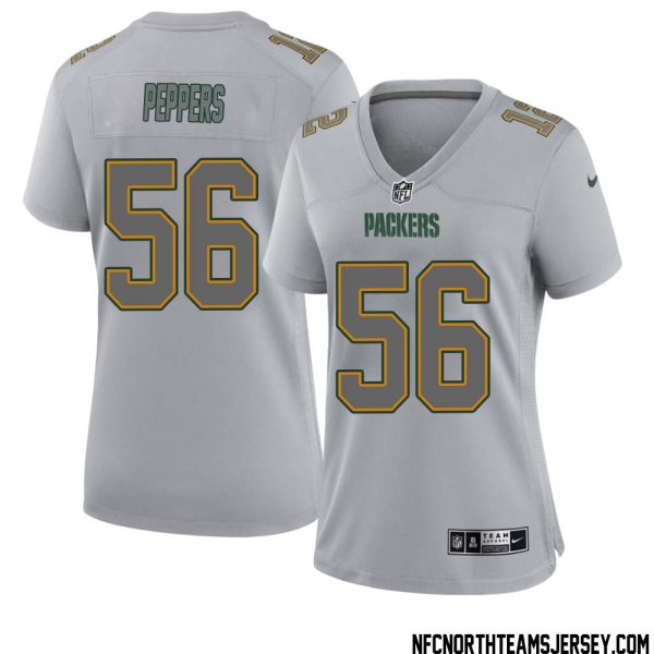 Julius Peppers No 56 Green Bay Packers Atmosphere Jersey Grey Womens – Replica