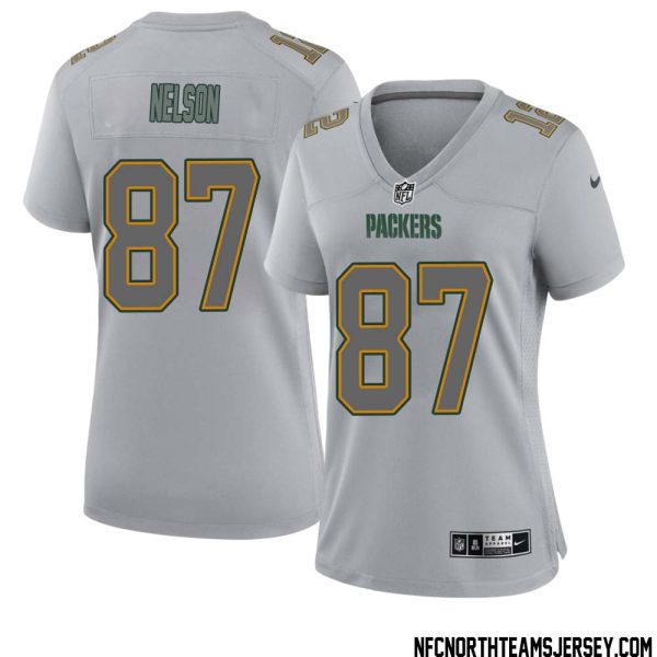 Jordy Nelson No 87 Green Bay Packers Atmosphere Jersey Grey Womens – Replica