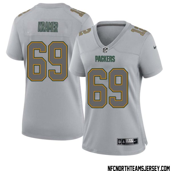 Jerry Kramer No 69 Green Bay Packers Atmosphere Jersey Grey Womens – Replica