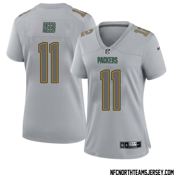 Jayden Reed No 11 Green Bay Packers Atmosphere Jersey Grey Womens – Replica