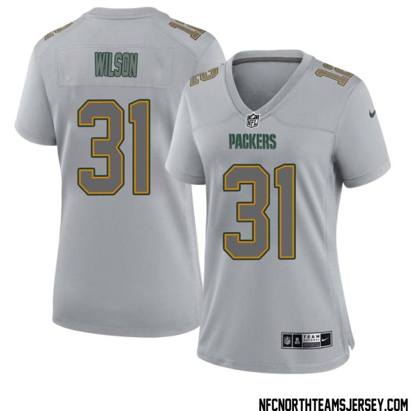 Emanuel Wilson No 31 Green Bay Packers Atmosphere Jersey Grey Womens – Replica