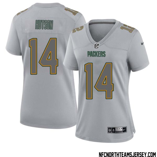 Don Hutson No 14 Green Bay Packers Atmosphere Jersey Grey Womens – Replica