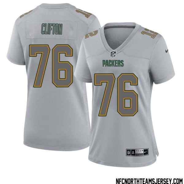 Chad Clifton No 76 Green Bay Packers Atmosphere Jersey Grey Womens – Replica