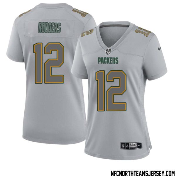 Aaron Rodgers No 12 Green Bay Packers Atmosphere Jersey Grey Womens – Replica