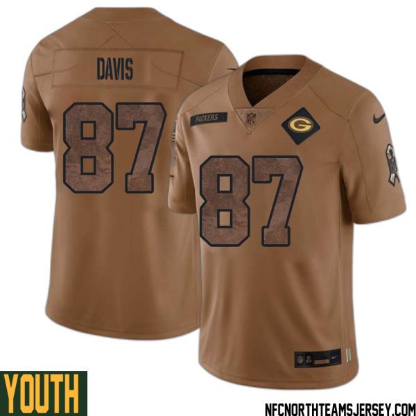 Willie Davis No 87 Green Bay Packers 2023 Salute To Service Limited Player Jersey Youth Brown – Replica