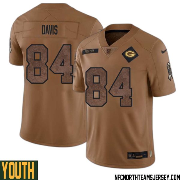 Tyler Davis No 84 Green Bay Packers 2023 Salute To Service Limited Player Jersey Youth Brown – Replica