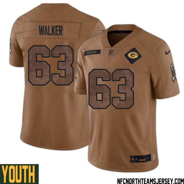 Rasheed Walker No 63 Green Bay Packers 2023 Salute To Service Limited Player Jersey Youth Brown – Replica