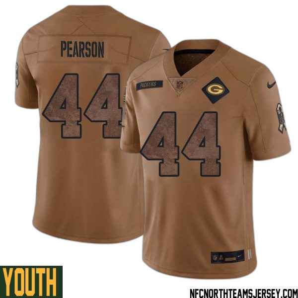 Henry Pearson No 44 Green Bay Packers 2023 Salute To Service Limited Player Jersey Youth Brown – Replica