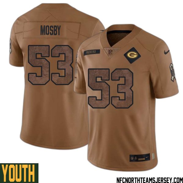 Arron Mosby No 53 Green Bay Packers 2023 Salute To Service Limited Player Jersey Youth Brown – Replica