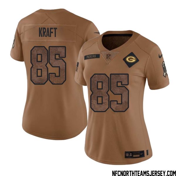 Tucker Kraft No 85 Green Bay Packers 2023 Salute To Service Limited Player Jersey Women Brown – Replica