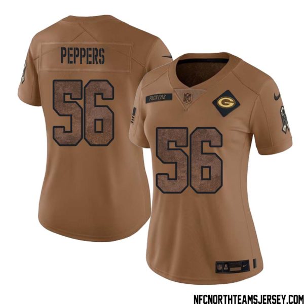 Julius Peppers No 56 Green Bay Packers 2023 Salute To Service Limited Player Jersey Women Brown – Replica