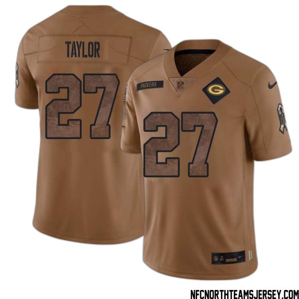 Patrick Taylor No 27 Green Bay Packers 2023 Salute To Service Limited Player Jersey Men Brown – Replica