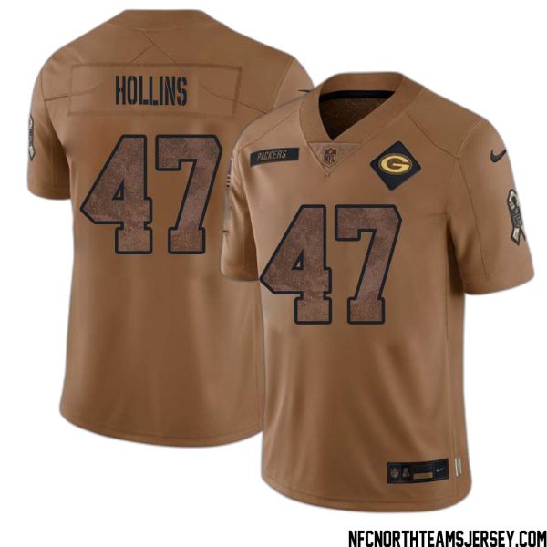 Justin Hollins No 47 Green Bay Packers 2023 Salute To Service Limited Player Jersey Men Brown – Replica