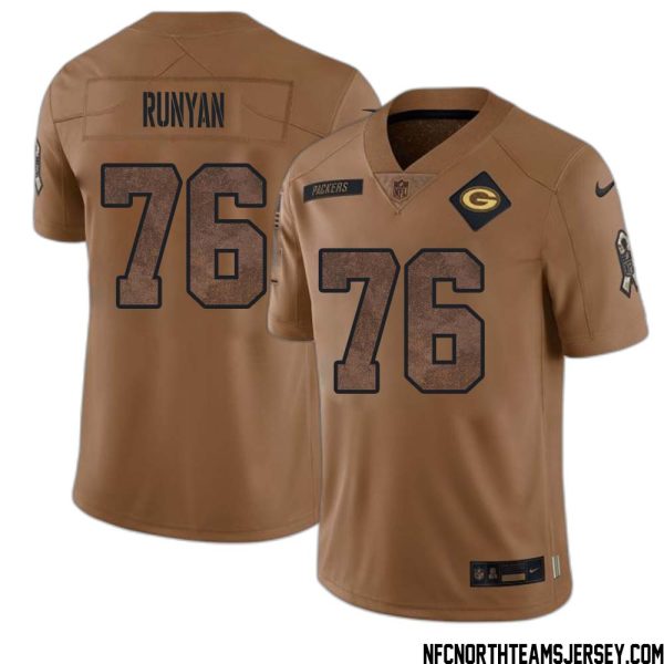 Jon Runyan No 76 Green Bay Packers 2023 Salute To Service Limited Player Jersey Men Brown – Replica