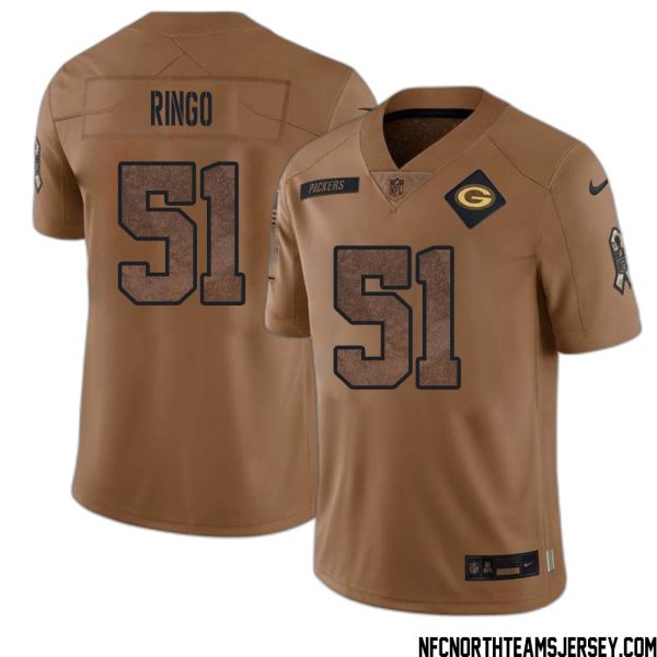 Jim Ringo No 51 Green Bay Packers 2023 Salute To Service Limited Player Jersey Men Brown – Replica