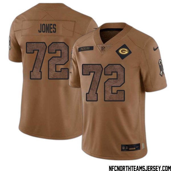 Caleb Jones No 72 Green Bay Packers 2023 Salute To Service Limited Player Jersey Men Brown – Replica