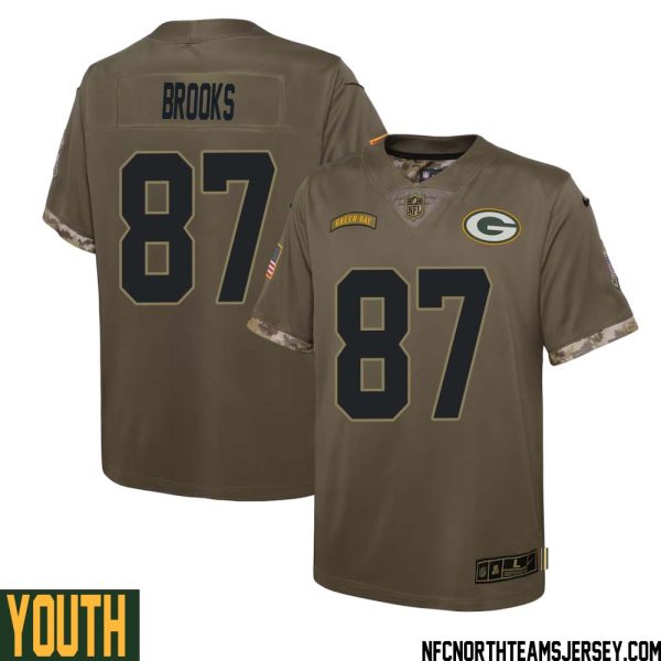 Robert Brooks No 87 Green Bay Packers 2022 Salute To Service Limited Player Jersey Youth – Replica