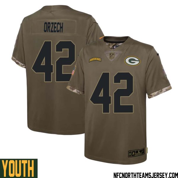 Matthew Orzech No 42 Green Bay Packers 2022 Salute To Service Limited Player Jersey Youth – Replica