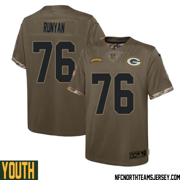 Jon Runyan No 76 Green Bay Packers 2022 Salute To Service Limited Player Jersey Youth – Replica