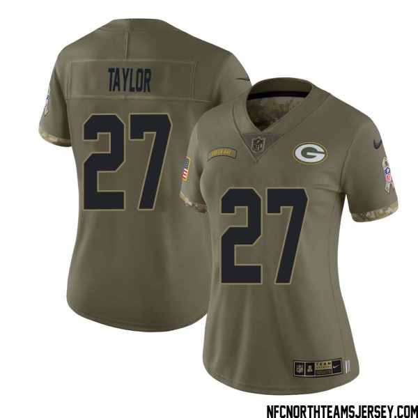 Patrick Taylor No 27 Green Bay Packers 2022 Salute To Service Limited Player Jersey Womens – Replica