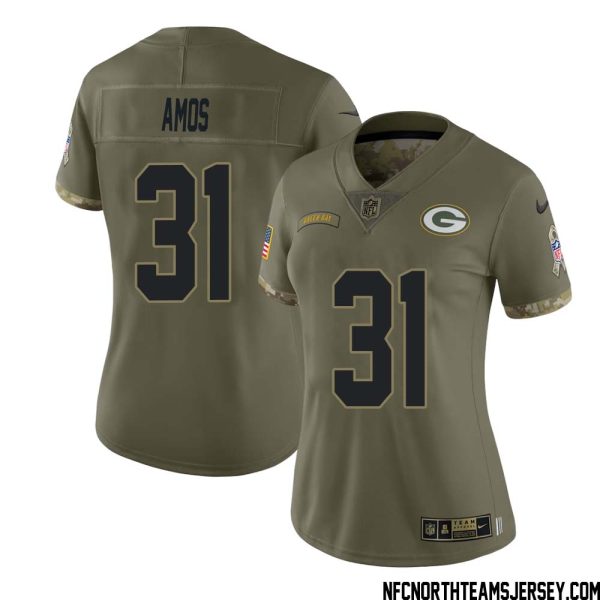 Adrian Amos No 31 Green Bay Packers 2022 Salute To Service Limited Player Jersey Womens – Replica