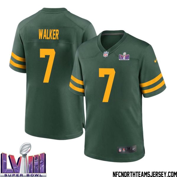 Quay Walker No 7 Green Bay Packers Super Bowl Lviii Alternate Green Jersey For Men – Replica