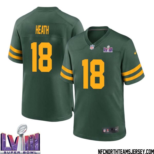Malik Heath No 18 Green Bay Packers Super Bowl Lviii Alternate Green Jersey For Men – Replica