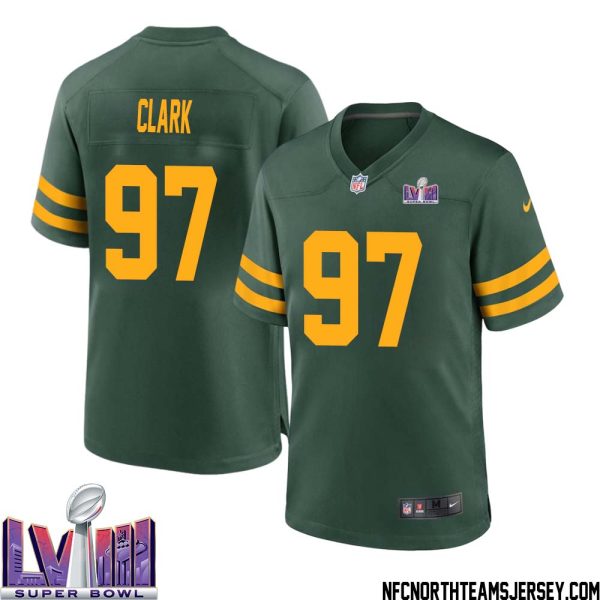 Kenny Clark No 97 Green Bay Packers Super Bowl Lviii Alternate Green Jersey For Men – Replica