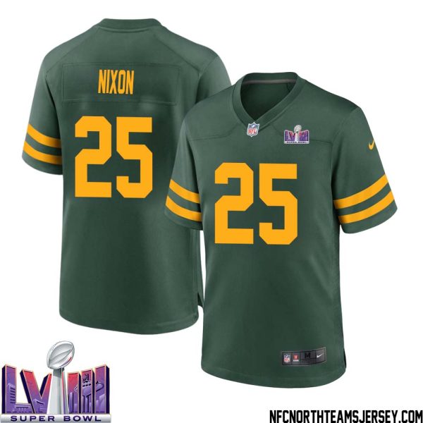 Keisean Nixon No 25 Green Bay Packers Super Bowl Lviii Alternate Green Jersey For Men – Replica