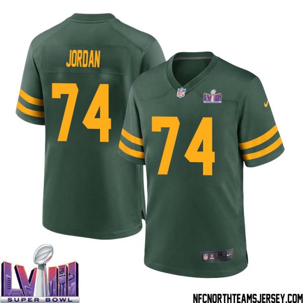 Henry Jordan No 74 Green Bay Packers Super Bowl Lviii Alternate Green Jersey For Men – Replica