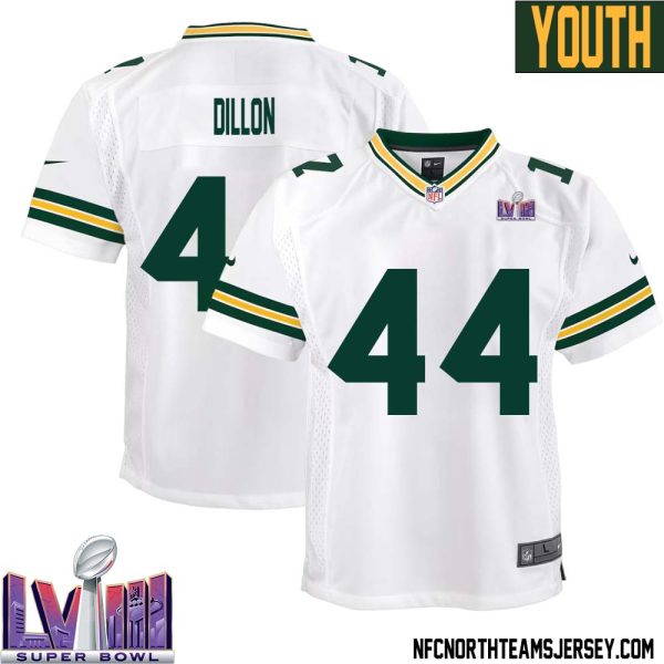 Bobby Dillon No 44 Green Bay Packers Super Bowl Lviii Away Game Jersey Youth White – Replica