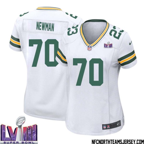 Royce Newman No 70 Green Bay Packers Super Bowl Lviii Away Game Jersey Womens White – Replica