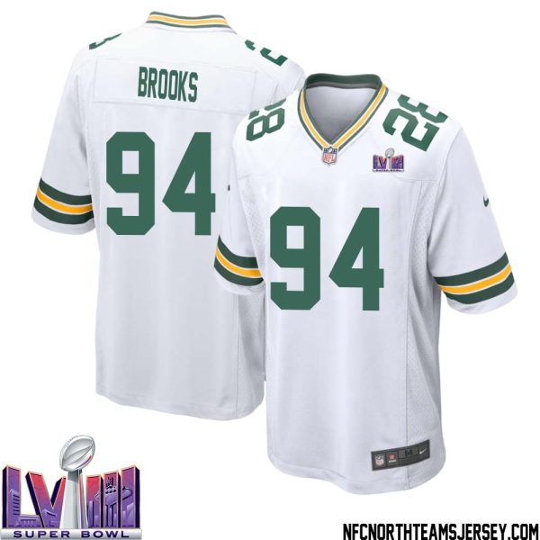 Karl Brooks No 94 Green Bay Packers Super Bowl Lviii Away Game Jersey Mens White – Replica