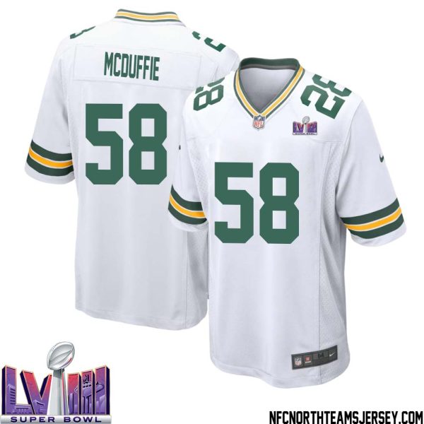 Isaiah Mcduffie No 58 Green Bay Packers Super Bowl Lviii Away Game Jersey Mens White – Replica