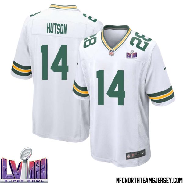 Don Hutson No 14 Green Bay Packers Super Bowl Lviii Away Game Jersey Mens White – Replica