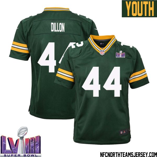 Bobby Dillon No 44 Green Bay Packers Super Bowl Lviii Home Game Jersey Youth – Replica