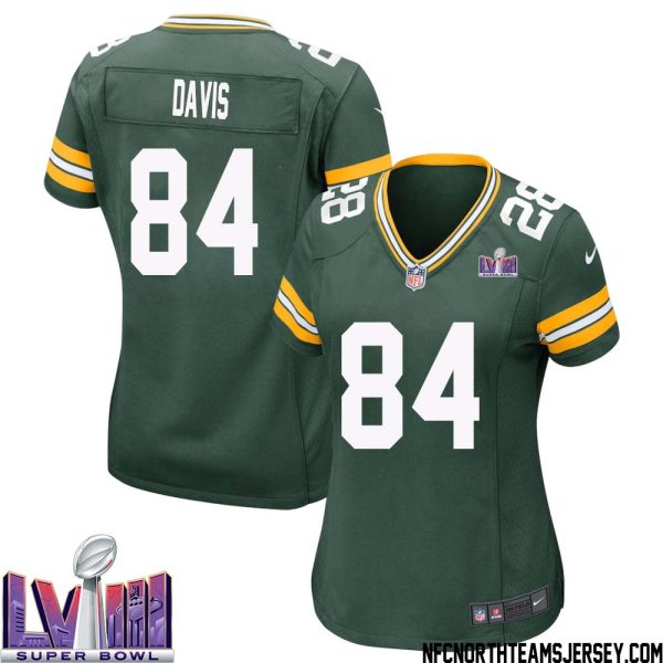 Tyler Davis No 84 Green Bay Packers Super Bowl Lviii Home Game Jersey Womens – Replica