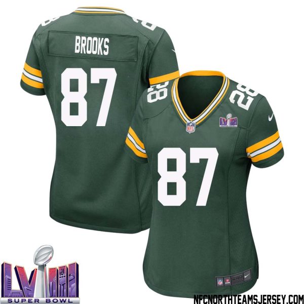 Robert Brooks No 87 Green Bay Packers Super Bowl Lviii Home Game Jersey Womens – Replica