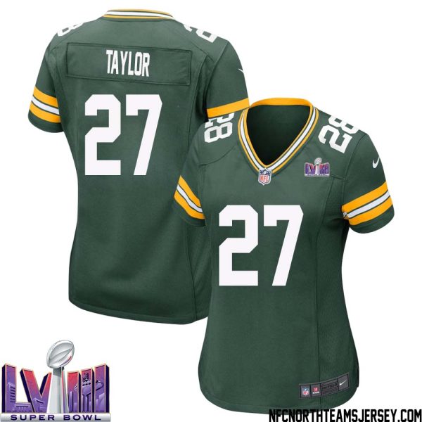 Patrick Taylor No 27 Green Bay Packers Super Bowl Lviii Home Game Jersey Womens – Replica