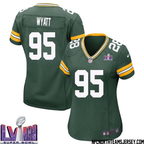 Devonte Wyatt No 95 Green Bay Packers Super Bowl Lviii Home Game Jersey Womens – Replica
