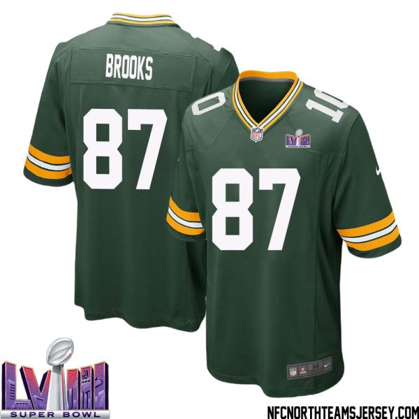 Robert Brooks No 87 Green Bay Packers Super Bowl Lviii Home Game Jersey Mens – Replica