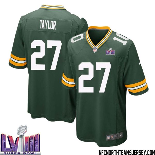 Patrick Taylor No 27 Green Bay Packers Super Bowl Lviii Home Game Jersey Mens – Replica