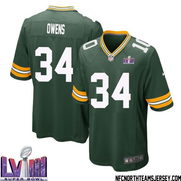 Jonathan Owens No 34 Green Bay Packers Super Bowl Lviii Home Game Jersey Mens – Replica