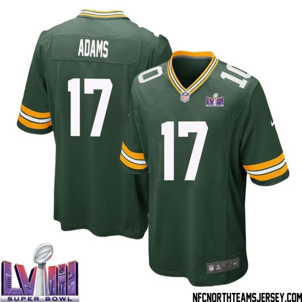 Davante Adams No 17 Green Bay Packers Super Bowl Lviii Home Game Jersey Mens – Replica