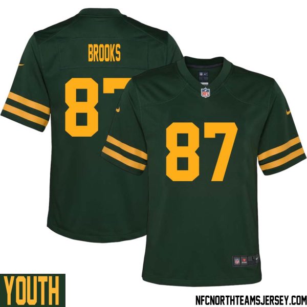 Robert Brooks No 87 Green Bay Packers Alternate Jersey Green Youth – Replica