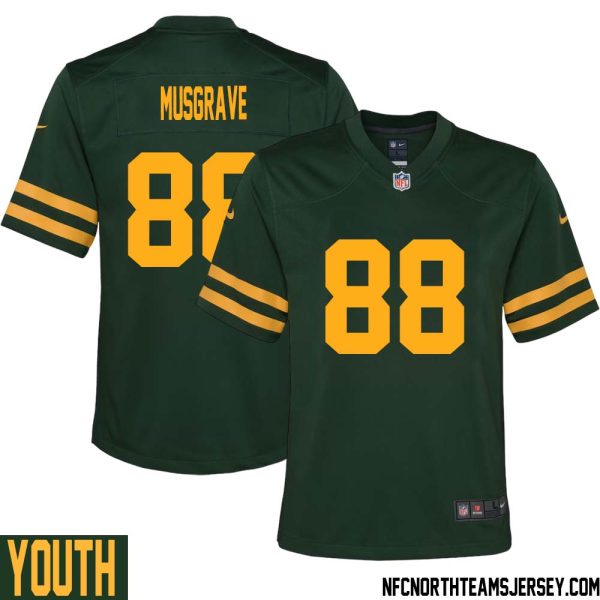 Luke Musgrave No 88 Green Bay Packers Alternate Jersey Green Youth – Replica