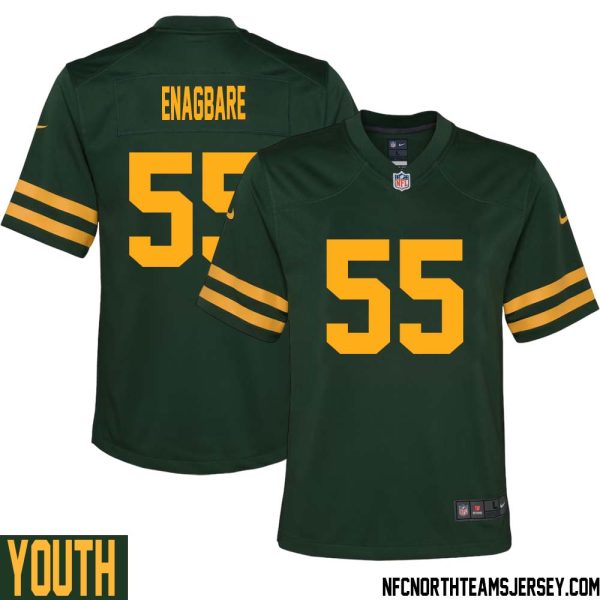 Kingsley Enagbare No 55 Green Bay Packers Alternate Jersey Green Youth – Replica